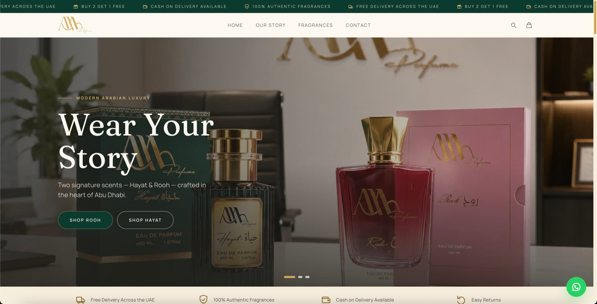 Two scents. One story. — website screenshot