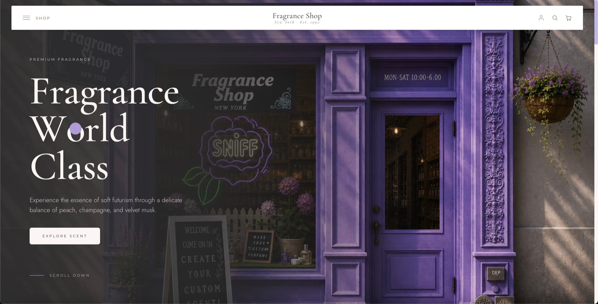 Blend your own. By appointment. — website screenshot