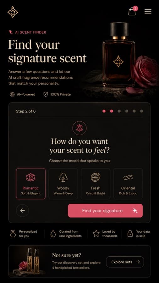 Performance & Custom Builds — mobile screen 1 from a Webko concept build
