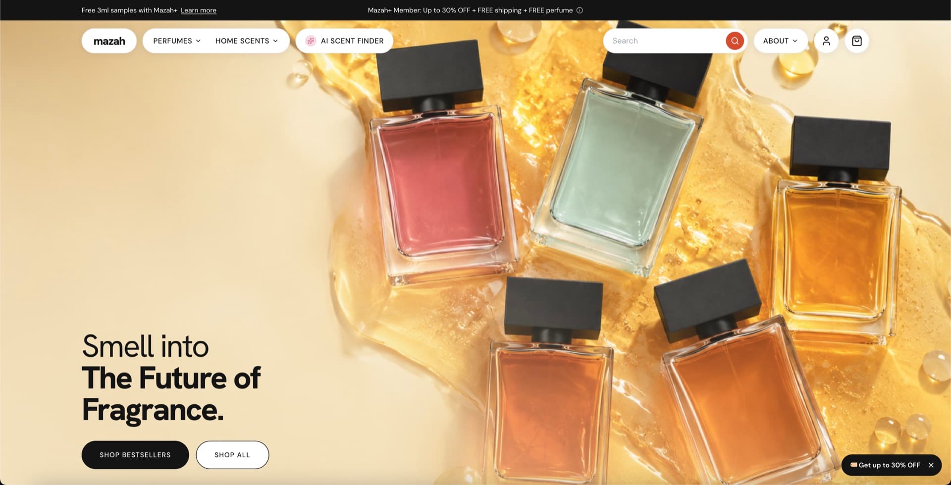 Mazah. Homepage of the concept build